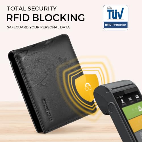 Image of RUNBOX Wallet for Men Leather RFID Blocking Bifold Front Pocket Wallet