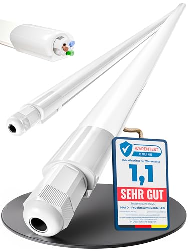 MATO 2x Feuchtraumleuchte LED 120cm - Wasserdicht IP65, 36W, 4320lm - 4000K Neutralweiß - Verknüpfbare Feuchtraumlampe - Wannenleuchte,...