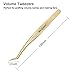 Ms.Queen Eyelash Extension Tweezers-Precision Tweezers for 2D-6D Volume&Individual False Lashes Extensions-Golden-Volume Tweezers