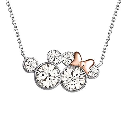 Disney Mickey and Minnie Mouse Silver Plated Crystal Necklace, Official License | Ya disponible en tu tienda friki favorita! En mundofriki.es!