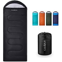 Coolzon Outdoor Sleeping Bag for Camping, for 3-4 Seasons, Adult Blanket, Small Packed Size, Ultralight Carry Bag, Soft, Thick and Warm, for Outdoor Camping, Travel, Hiking, Black