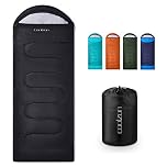 Coolzon Outdoor Sleeping Bag for Camping, for 3-4 Seasons, Adult Blanket, Small Packed Size, Ultralight Carry Bag, Soft, Thick and Warm, for Outdoor Camping, Travel, Hiking, Black