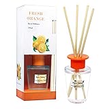 binca vidou Orange Reed Diffuser Set, Scented Oil Reed Diffusers with 6 Natural Rattan Reeds for Home, Bathroom, Office Organic Air Freshener 100ml/3.4oz