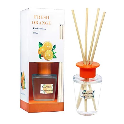 binca vidou Orange and Lemon Reed Diffuser Set, Citrus Reed Diffusers Gift Set with 6 Natural Rattan Reeds for Home, Bathroom, Office Organic Air Freshener 100ml/3.4oz