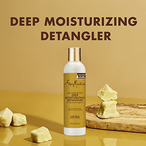 Sheamoisture Deep Moisturizing Hair Care For Curly, Dry And Damaged Hair Raw Shea Butter Sulfate Free Shampoo And Conditioner, Hair Detangler With Sea Kelp And Argan Oil #TOP2