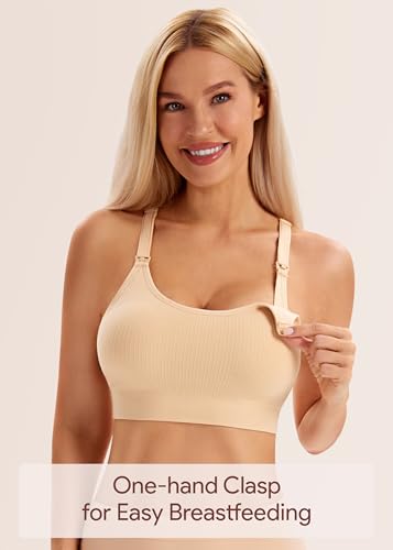 Image of Angelhood Nursing Bras for Breastfeeding, Criss-Cross Back Nursing Sports Bra, Low Impac Support Yoga Maternity Bras