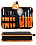 Kürbis Schnitzset, 10 Stück Halloween Kürbis Schnitzwerkzeug Carving Set, Kürbis Schnitzen, Halloween Kürbisschnitzset, Edelstahl Kürbis Schnitzwerkzeug, DIY Schnitzmesser für Kinder und Erwachsene.