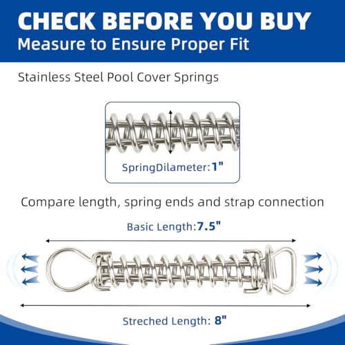 Resortes de acero inoxidable 8 pulg para cubierta piscina miniatura 2