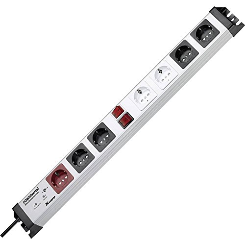 Kopp 227620016 Powerversal Steckdosenleiste 1+2+2x2-fach, mit Master-Slave mit Geräteschutz-Überspannungsfilter Safetronic