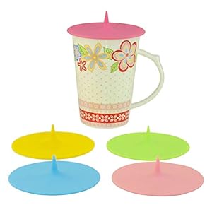 BESTonZON 12Pcs Water Drop Shaped Leakproof Silicone Cup Lid Candy Color Suction Cup Lid – Random Color