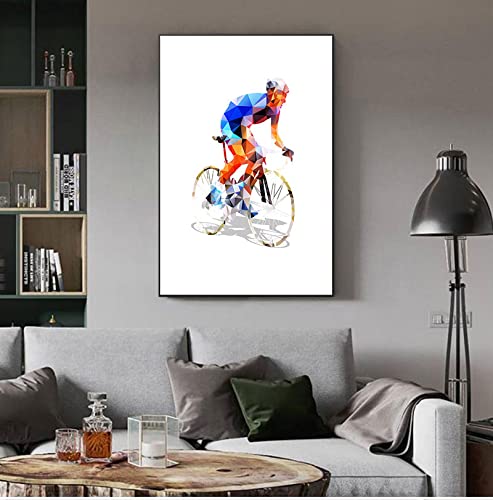 Cyclisme toile peinture affiche murale déco polygonale abstraite