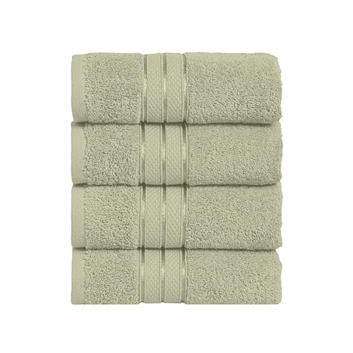 Image of Elegant Comfort Three Line Popcorn Towel Set for Bathroom 16 x 28 inches, Premium Hotel Quality 4-Pack Hand Towels, 100% Turkish Cotton, Soft and Durable, Quick Dry and Highly Absorbent, Jade Green