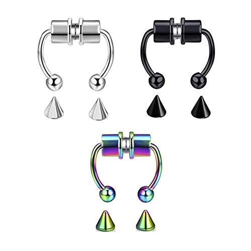 Magnetic septum nose ring unique nonperforated hoop faux unisex h…