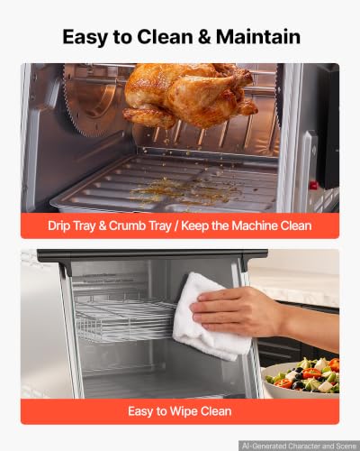 Image of VEVOR Rotisserie Oven Large Capacity 12L Shawarma Grill Machine 1250W | for Chicken, Beef Ribs, Lamb Leg, Grilled Vegetables, Countertop Grill Roaster with Heat-Resistant Door and Timer Control