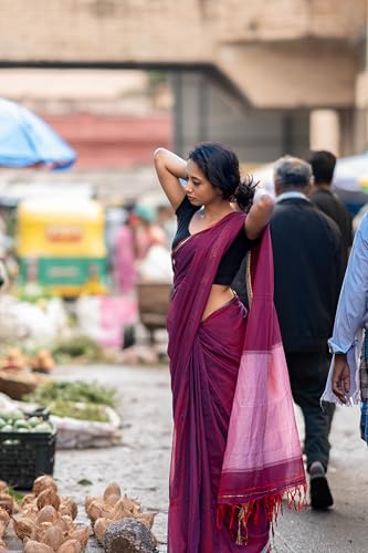 Image of DEVIKA TEXTILES Authentic Narayanpeth 100% Pure Cotton Saree With Running Blouse Piece (Same as saree)