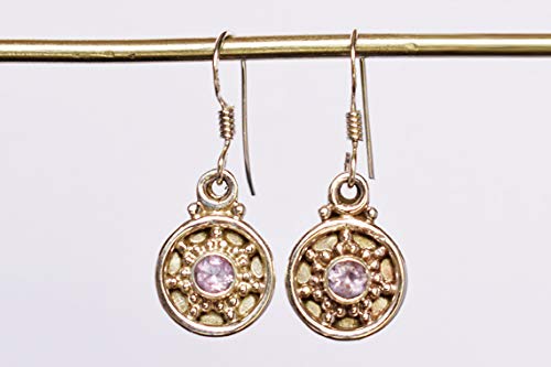 Améthyste boucles d'oreilles pendantes en argent 925 de 4 mm - 5