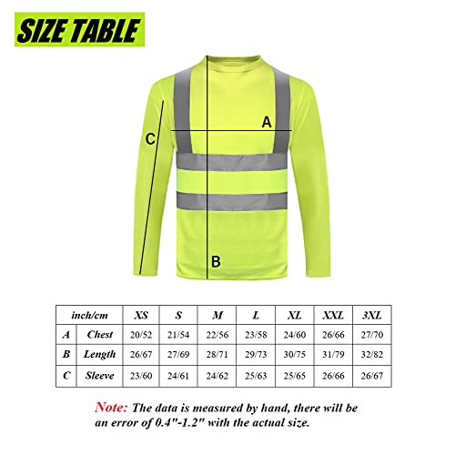 HYCOPROT Camisetas Reflectantes de Alta Visibilidad, de Manga Larga, con Malla Que Absorbe la Humedad, de Secado rápido, Transpirables, Ligeras, Reflectantes