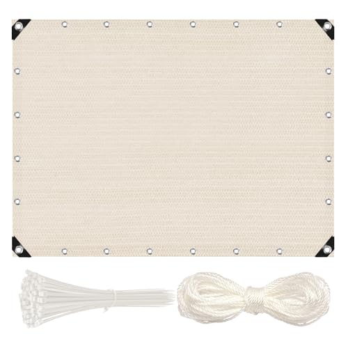 MEEYI Balkon Sichtschutz 120x100cm Balkonbespannung Balkonsichtschutz Balkonabdeckung Sonnenschutz HDPE Gewebe UV-Schutz für Terrasse und Zaun mit Kabelbinder und Kordel Weiß
