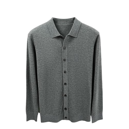 Cárdigan de punto de cachemira para hombre con cuello camisero para otoño