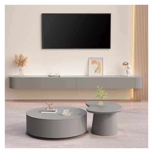 Meuble multimédia Mural à Portes de Rangement Étagère TV Flottante Moderne 140 cm