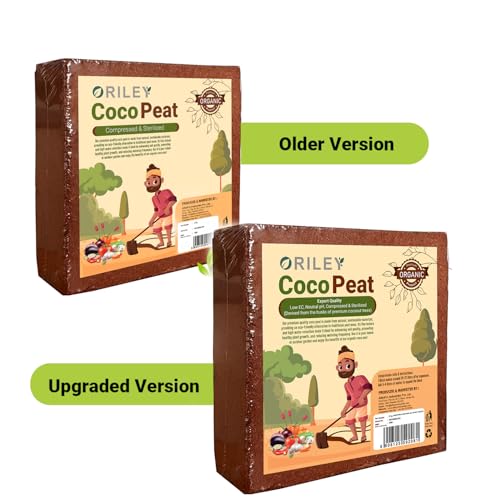 Oriley 5 Kg 100% Natural Cocopeat Block for Garden Plants Organic Agricultural Compost Coco Peat for Indoor & Outdoor Fertilizer Kitchen Terrace Gardening Khaad (Expands Upto 75 litres of Powder)