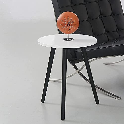 Image of Foldable Round Shaped Side Table /Tea Coffee Breakfast Table (Black-White, Engineered Wood)