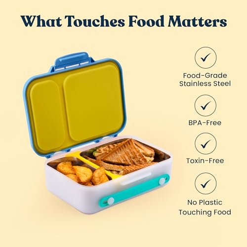 Image of rabitat Adventure Ready Combo- Munchbee Pro Divided Lunch Box 1000ml & Insulated Stainless Steel Zylo Bottle 550ml | Leak-Proof Tiffin Box & Water Bottle for Boys & Girls | Spunky