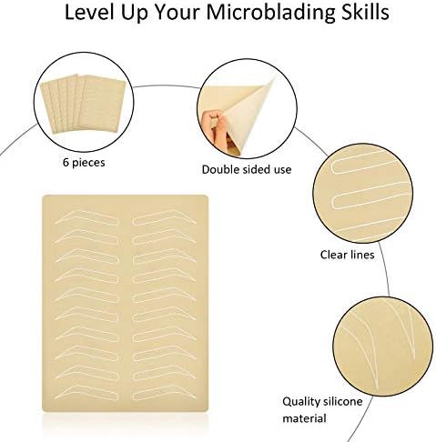 6 Pieces Eyebrow Tattoo Skin Latex Microblading Practice Tattoo Skin Practice Sheet No Ink Needed Practice Skin Double Sided Practice Skin (White Eyebrow Tattoo Skin)