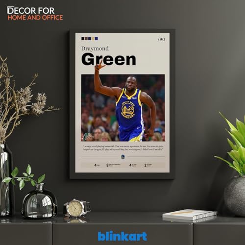 Image of BLINKART Draymond Green | Nba Basketball Player | Synthetic Wood Photo Framed Wall Hanging Poster Room & Office Bedroom Living Boys And Girl Room Home Wall Hanging | 13x10 Inches