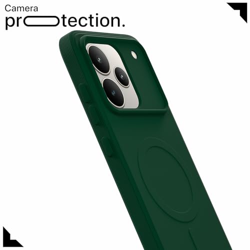 Image of Pikkme Back Cover for Realme P4 Pro 5G Soft Matte Silicone Mag-Safe Design (Mag-Safe Not Support) Camera Protection | Slim Fit Bumper Cover (Green)