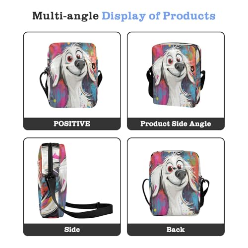 messenger bags for women men shoulder bag Shoulder Hand Bags Adjustable Strap for School School- Cartoon Watercolor White Dog4