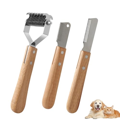 3 Trimmstein FüR Hunde Set FüR Trimmmesser Hund Mit Holzgriff
