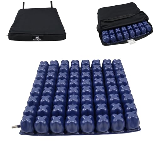 TERMIGEA Cojín antiescaras de burbujas de aire con bomba para regulación de la presión y kit de reparación. CA1000 con 64 celdas alto 6 cm 40 x 40 Cojín decúbito para la prevención de llagas.