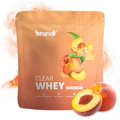 brandl® Clear Whey Isolate | 80% Eiweiß Clear Protein mit leckerem Geschmack | 800g Natural Peach | ohne Sucralose, Acesulfam K & Citronensäure