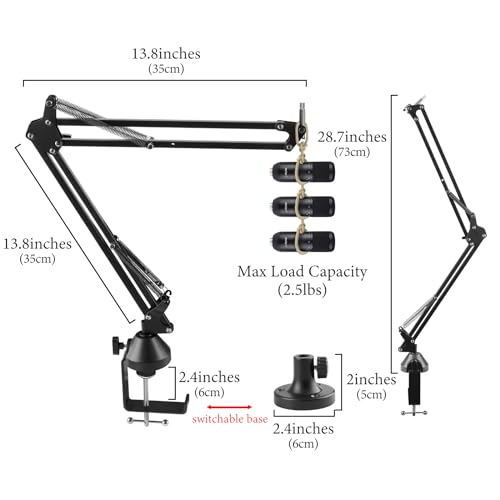 GEEKRIA for Creators Microphone Arm Mic Boom Arm Mount with Table Flange Mount Adapter - Image 2