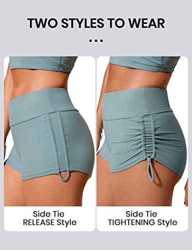 Image of CRZ YOGA Ruched Side Board Shorts 1.1'' | Full Lining, High Waisted, Tummy Control, Swim, Beach, Bathing Bottoms for Women