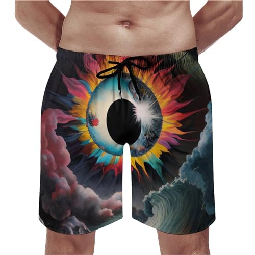 Men's Swim Trunk Psychedelic Eye Board Shorts with Mesh Lining Quick Dry Summer Swim Shorts2