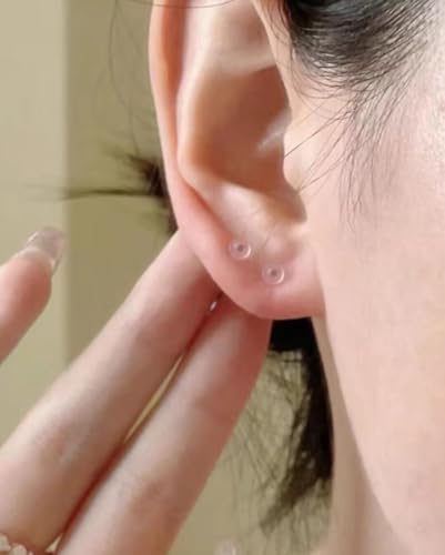 Ocptiy 16G 18G 20G Clear Plastic Earrings Nose Studs Piercing Retainer for Surgery Sport Work Lip Labret Medusa Ring Bioflex Flat Back Tragus Helix Conch Earring Women Men 6mm 7mm 8mm 10mm 12mm4