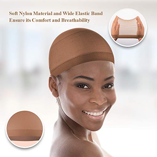 MYKURS Medium Light Brown Nylon Wig Caps for Women, 24 Pack - Thumbnail 4