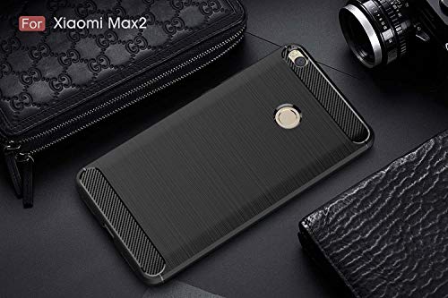 Image of JGD PRODUCTS Carbon Fiber Armor Drop Tested Shock Proof TPU Back Cover for Redmi Mi Max 2 (Black)