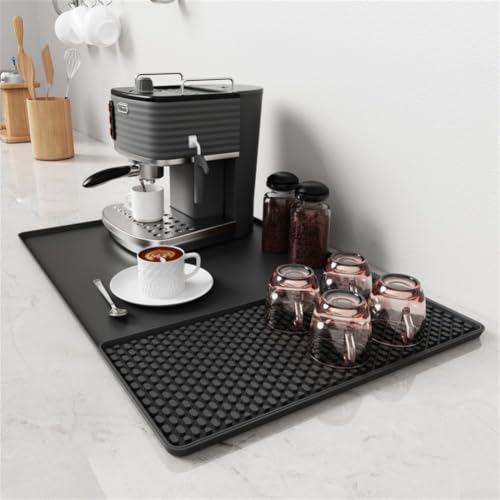 Alfombrilla de silicona para cafetera, protector de mesa y escurridor de cocina gris 7