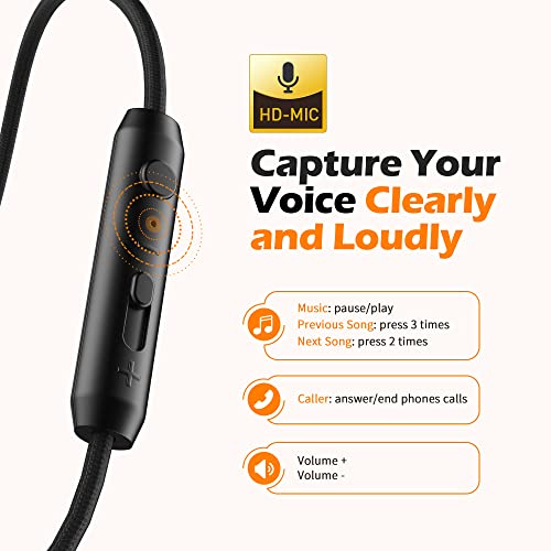 Ailihen C8 Wired Folding Headphones With Microphone And Volume Control For Cellphones Tablets Android Smartphones Chromebook Laptop Computer Mp3/4 (Black/Orange) #TOP1