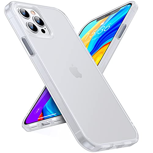 TORRAS Shockproof for iPhone 12 Pro Max Case, Military Grade Drop Protection Translucent Matte Case Compatible for iPhone 12 Pro Max Phone Case, Guardian Series, White