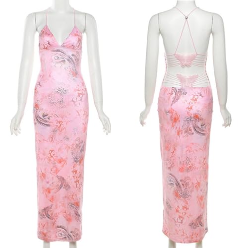 Women's Fairy Butterfly Maxi Dress Sexy Sleeveless Backless Long Dress Bandage String Bodycon Beach Club Party Dress4
