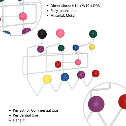 Take Me Home Furniture Hang All Colourfull Wall Mounted Coat Rack |14 Painted Solid Wooden Ball Hooks | Multicolor Modern Metal Hook for Hallway - Entryway, Office, & Home Decor by Take Me Home Furniture - Image 3