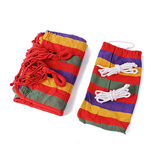 Hamac doublé de camping rouge avec toile épaisse et cordes de fixation - 3