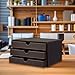 UnionBasic Leather Desktop Drawer Organizer, File Cabinet Magazine Document Holder, Office Supplies Desk Storage Organizer Box, 3 Drawer, Coffee