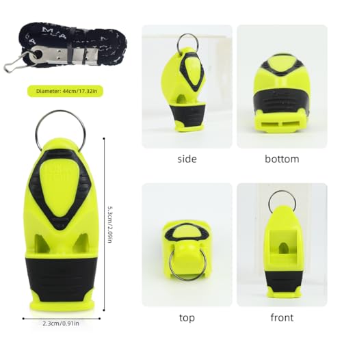 Image of Proberos Whistle for Sports Coach, Sports Whistles with Lanyard, High Pitch Whistle, Whistle for Coach, Football Coach, Boxing Referee, Gym Teacher, for Sports Competition(Green)
