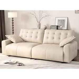 Oversized Sectional Couches for Living Room Adjustable Backrest 31.5″ Seat Depth Semi-Reclining Pu Leather Cloud Couch Sleeper Sofa Adjustable Back Chaise Detachable Sailboat Sofa (Beige, 91″- 2 Seat) | Oversized Deep Seat, 2-Level Seat Depth, Adjustable Backrest, Cloud Leather Couch, Easy to Assemble, 3-in-1 Sofa