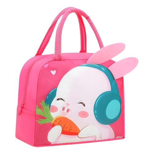 Image of 3D Printed Insulated Lunch Bag | Hot & Cold Leak Proof Thermal Tiffin Storage Bag for Office, School, Kids (Pink Rabbit)
